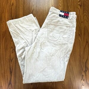 Vintage Y2K Tommy Hilfiger Big Flag‎ Khaki Corduroy Pants Men's Size 36x31